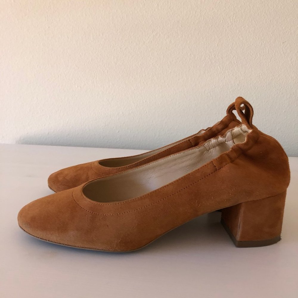 Everlane Day Heel Cognac Suede Size 5